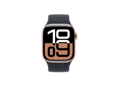 Apple Watch Series 10 GPS + Cellular Model Rose Gold Aluminiumcase Textile Braided Solo Loop "Midnight"