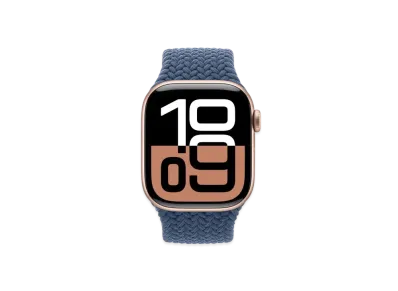 Apple Watch Series 10 GPS Model Rose Gold Aluminiumcase Textile Braided Solo Loop "Denim"