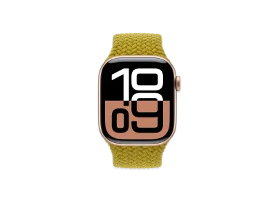 Apple Watch Series 10 GPS Model Rose Gold Aluminiumcase Textile Braided Solo Loop "Chartreuse"