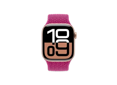 Apple Watch Series 10 GPS Model Rose Gold Aluminiumcase Textile Braided Solo Loop "Magenta"