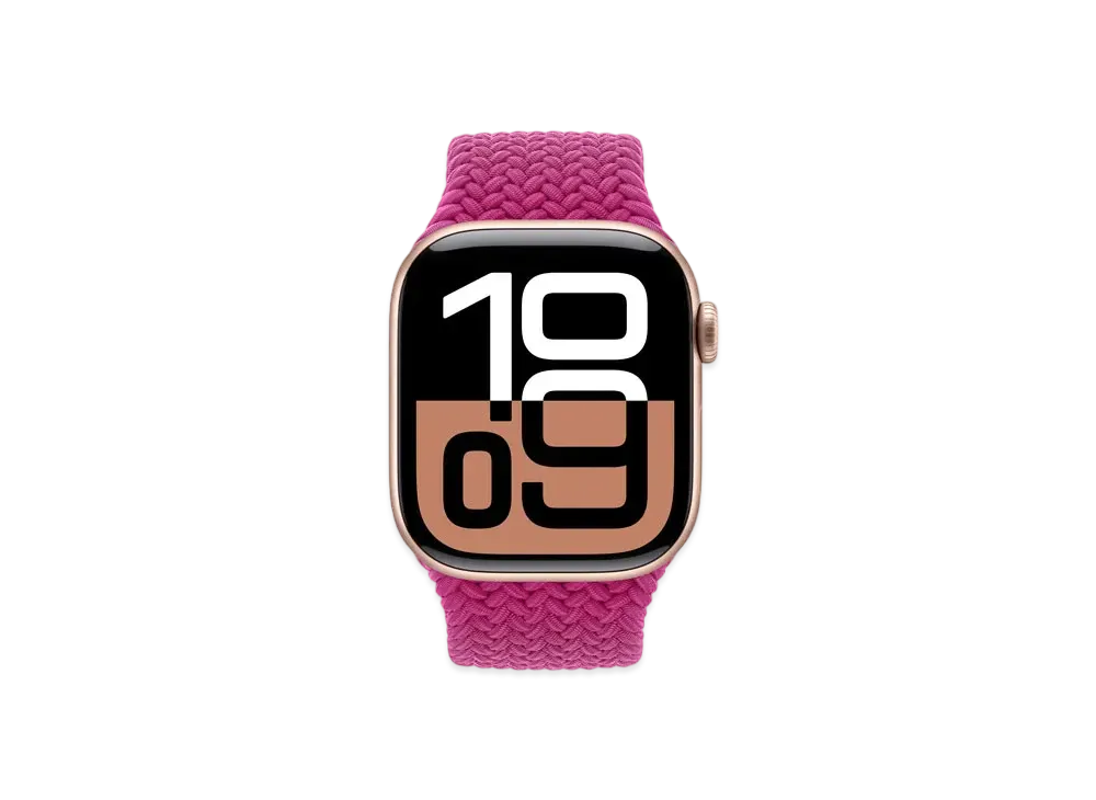 Apple Watch Series 10 GPS + Cellular Model Rose Gold Aluminiumcase Textile Braided Solo Loop "Magenta"