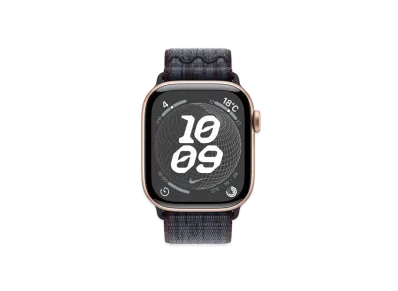 Apple Watch Series 10 GPS Model Rose Gold Aluminiumcase Textile Nike Sports Loop "Black/Blue"