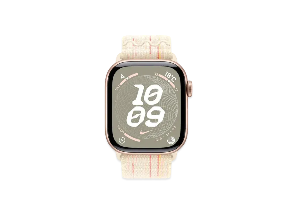 Apple Watch Series 10 GPS Model Rose Gold Aluminiumcase Textile Nike Sports Loop "Star Light/Pink"