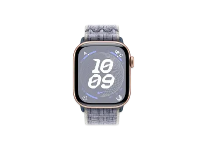 Apple Watch Series 10 GPS Model Rose Gold Aluminiumcase Textile Nike Sports Loop "Gray/Blue"