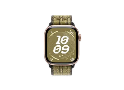 Apple Watch Series 10 GPS Model Rose Gold Aluminiumcase Textile Nike Sports Loop "Green/Gray"