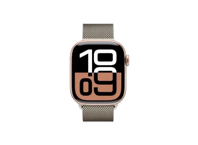 Apple Watch Series 10 GPS Model Rose Gold Aluminiumcase Stainless Steel Milanese Loop "Natural"