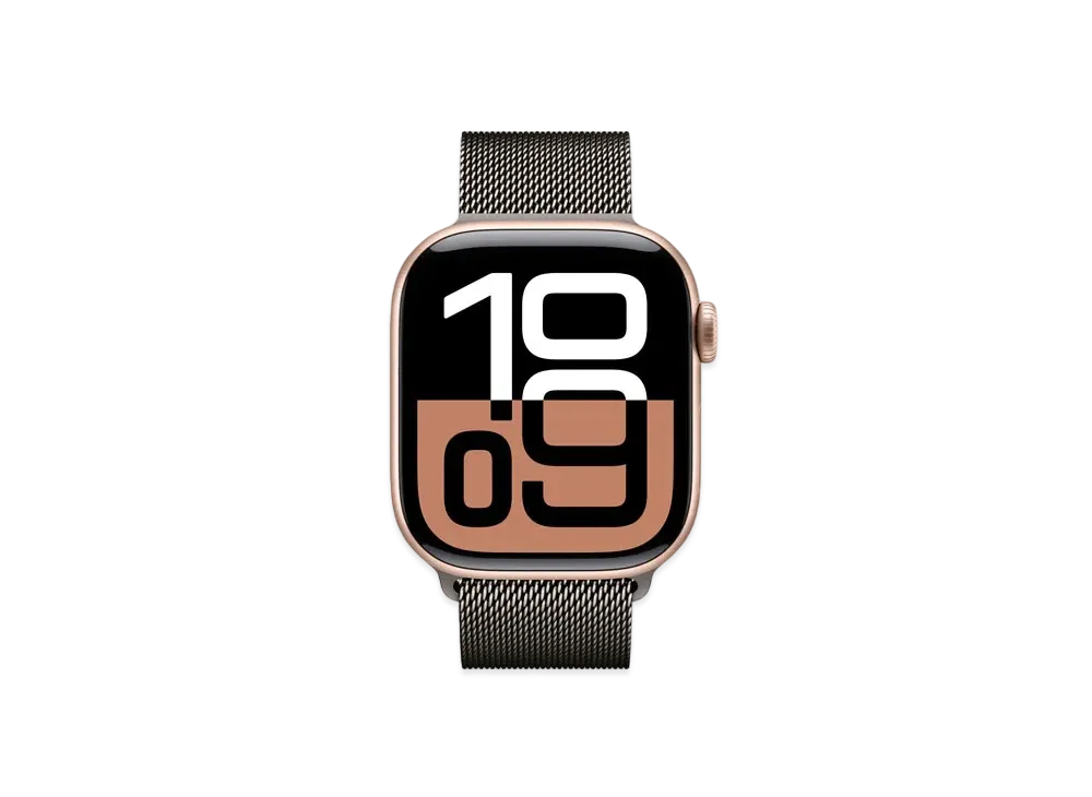 Apple Watch Series 10 GPS + Cellular Model Rose Gold Aluminiumcase Stainless Steel Milanese Loop "Slate"