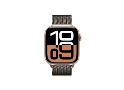 Apple Watch Series 10 GPS + Cellular Model Rose Gold Aluminiumcase Stainless Steel Milanese Loop "Slate"