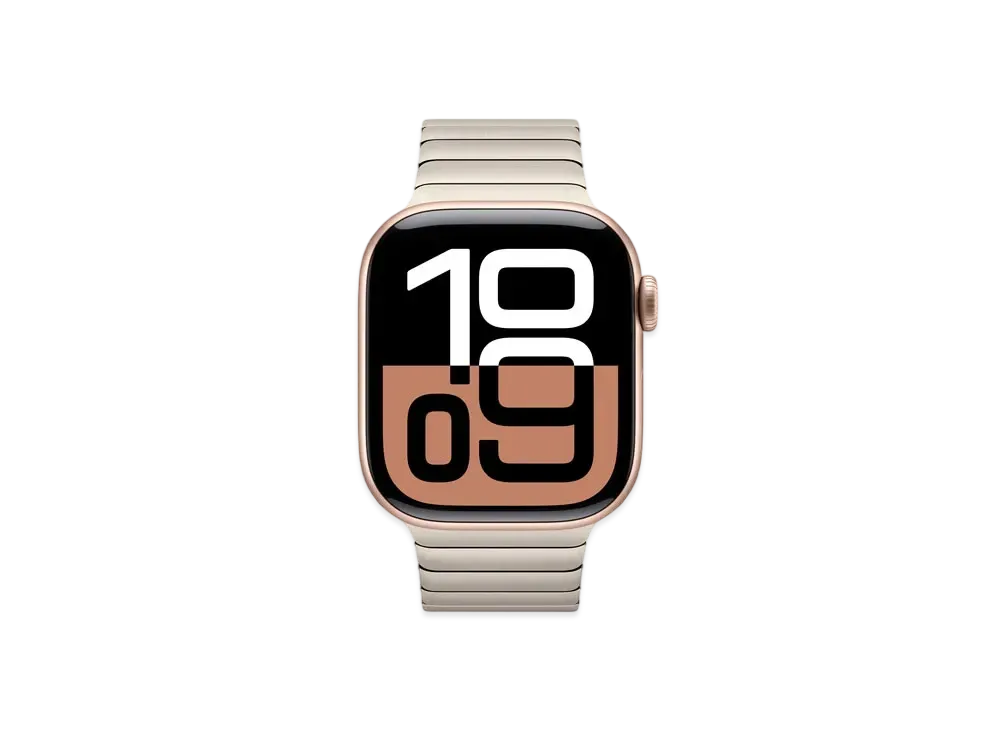 Apple Watch Series 10 GPS Model Rose Gold Aluminiumcase Stainless Steel Link Bracelet "Natural"