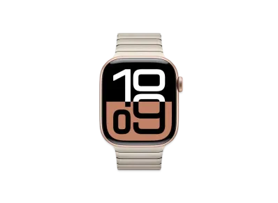 Apple Watch Series 10 GPS + Cellular Model Rose Gold Aluminiumcase Stainless Steel Link Bracelet "Natural"