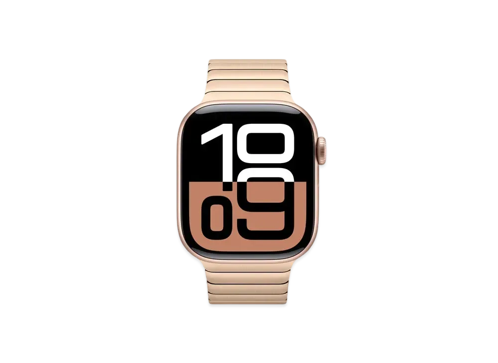 Apple Watch Series 10 GPS + Cellular Model Rose Gold Aluminiumcase Stainless Steel Link Bracelet "Gold"