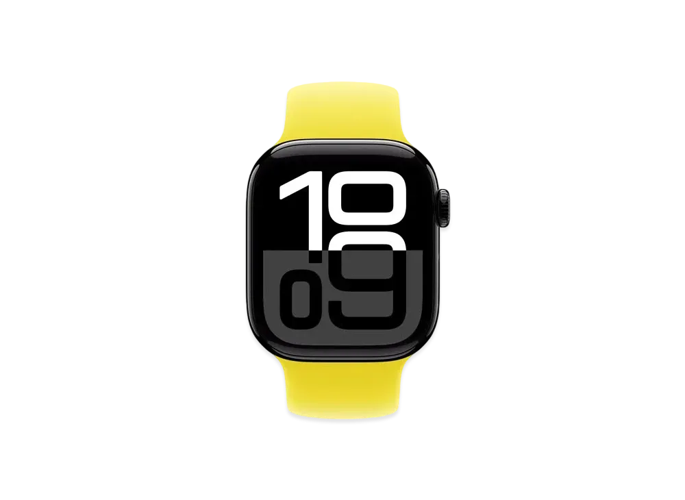 Apple Watch Series 10 GPS + Cellular Model Jet Black Aluminiumcase Rubber Solo Loop "Star Fruit"