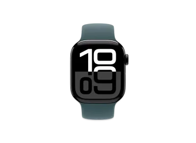 Apple Watch Series 10 GPS Model Jet Black Aluminiumcase Rubber Solo Loop "Lake Green"