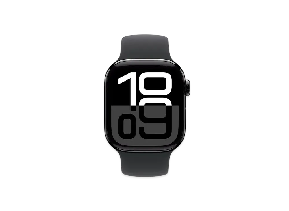 Apple Watch Series 10 GPS + Cellular Model Jet Black Aluminiumcase Rubber Solo Loop "Black"