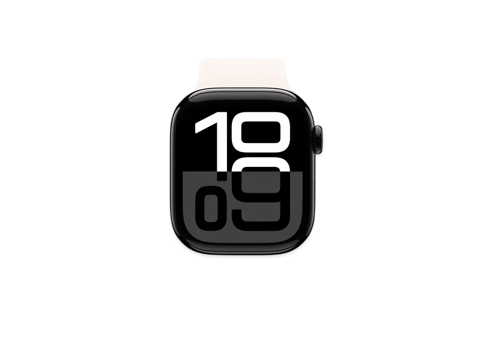 Apple Watch Series 10 GPS Model Jet Black Aluminiumcase Rubber Solo Loop "Light Brush"