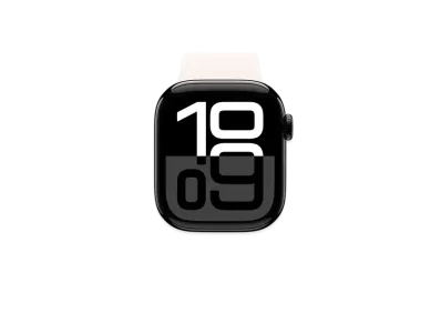 Apple Watch Series 10 GPS Model Jet Black Aluminiumcase Rubber Solo Loop "Light Brush"
