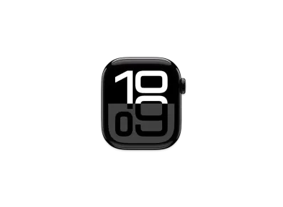 Apple Watch Series 10 GPS + Cellular Model Jet Black Aluminiumcase Rubber Sportsband "Star Light"