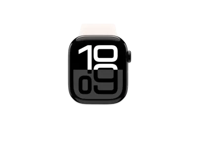 Apple Watch Series 10 GPS Model Jet Black Aluminiumcase Rubber Sportsband "Light Brush"