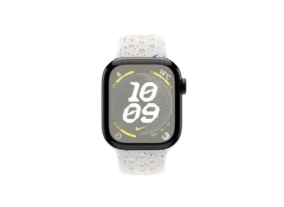 Apple Watch Series 10 GPS Model Jet Black Aluminiumcase Rubber Nike Sportsband "Pure Platinum"