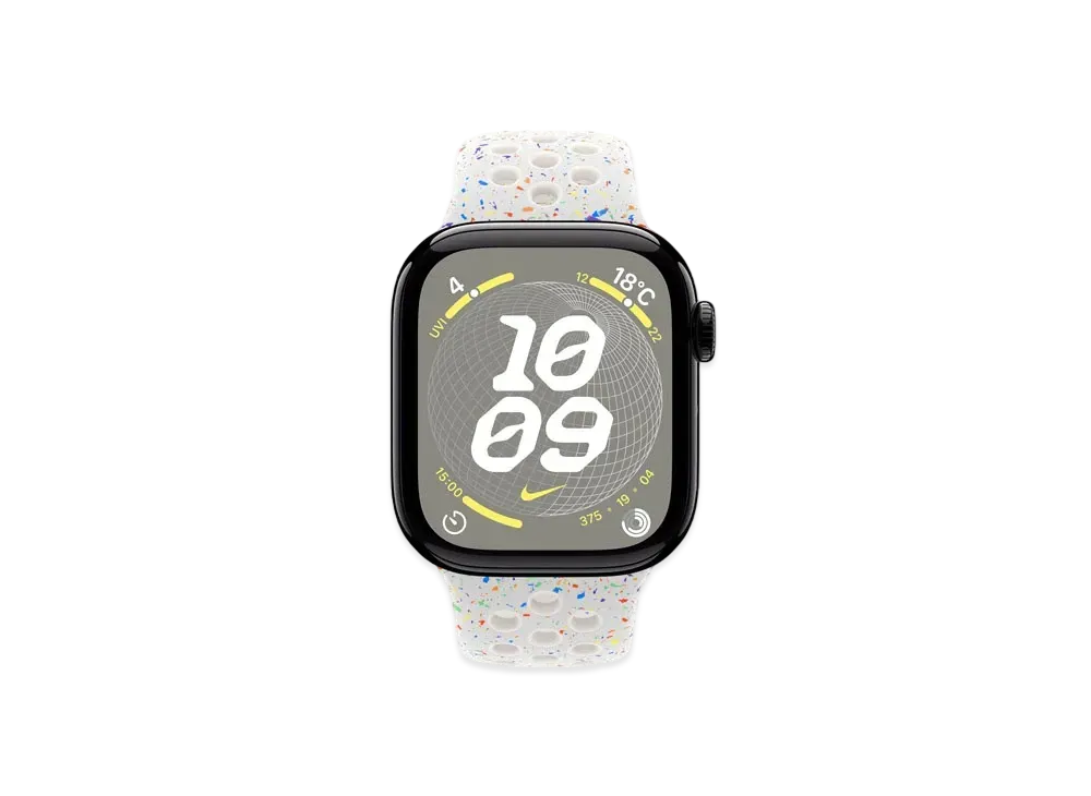 Apple Watch Series 10 GPS + Cellular Model Jet Black Aluminiumcase Rubber Nike Sportsband "Pure Platinum"