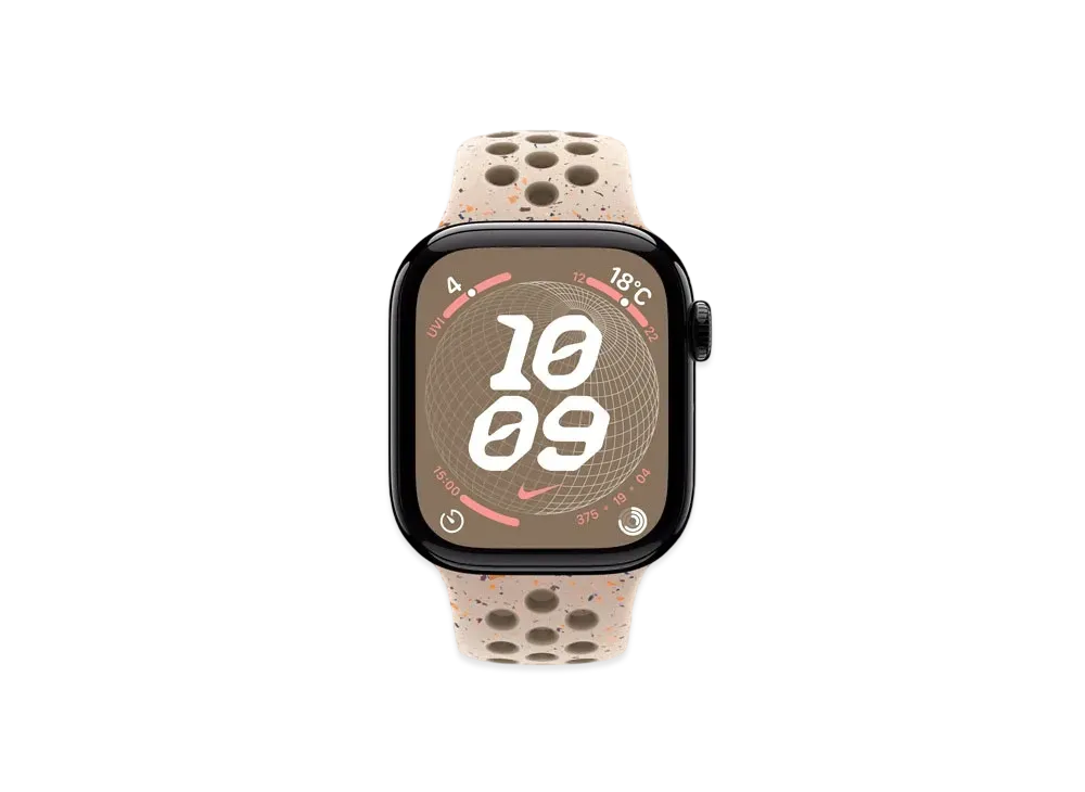 Apple Watch Series 10 GPS Model Jet Black Aluminiumcase Rubber Nike Sportsband "Desert Stone"