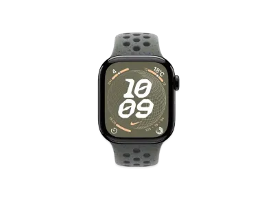 Apple Watch Series 10 GPS + Cellular Model Jet Black Aluminiumcase Rubber Nike Sportsband "Cargo Khaki"