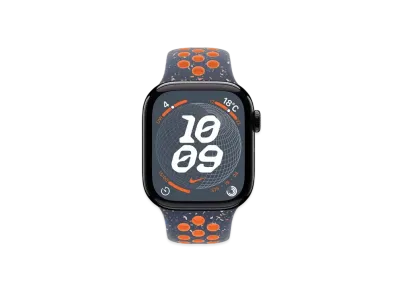 Apple Watch Series 10 GPS + Cellular Model Jet Black Aluminiumcase Rubber Nike Sportsband "Blue Frame"