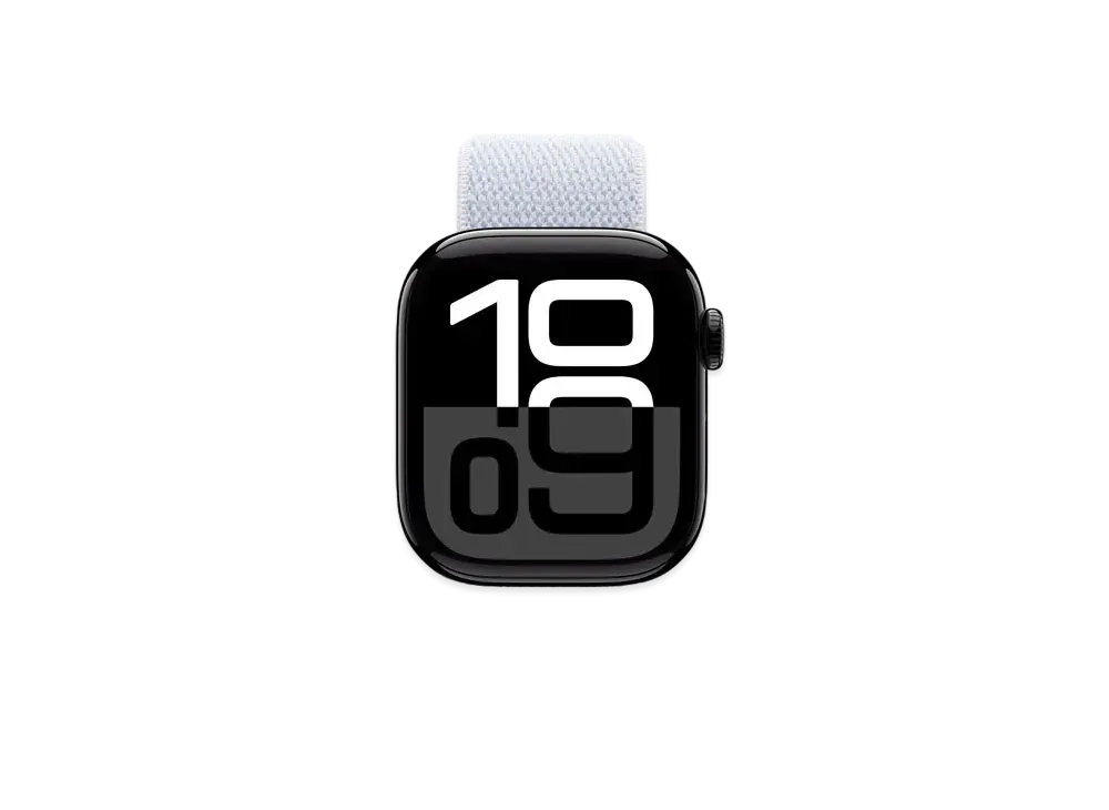 Apple Watch Series 10 GPS Model Jet Black Aluminiumcase Textile Sports Loop "Blue Cloud"