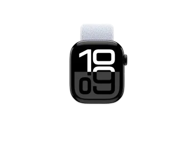 Apple Watch Series 10 GPS + Cellular Model Jet Black Aluminiumcase Textile Sports Loop "Blue Cloud"