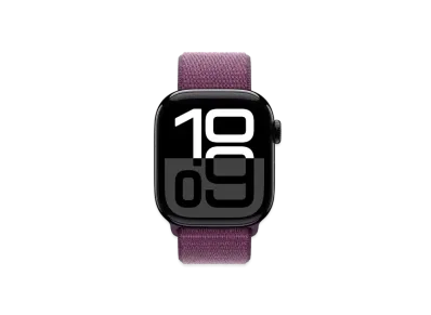 Apple Watch Series 10 GPS Model Jet Black Aluminiumcase Textile Sports Loop "Plum"