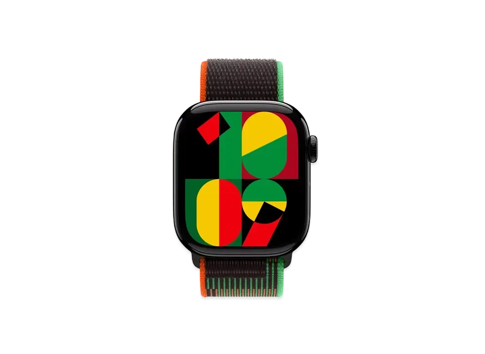 Apple Watch Series 10 GPS Model Jet Black Aluminiumcase Textile Sports Loop "Black Unity"