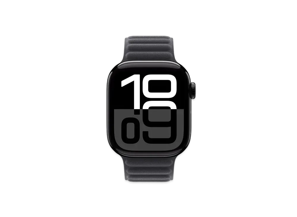 Apple Watch Series 10 GPS + Cellular Model Jet Black Aluminiumcase Textile Magnetic Link "Black"