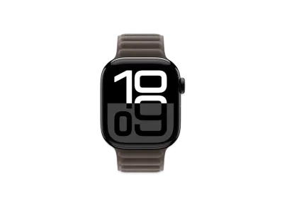 Apple Watch Series 10 GPS Model Jet Black Aluminiumcase Textile Magnetic Link "Dark Taupe"