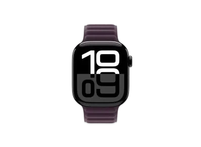 Apple Watch Series 10 GPS + Cellular Model Jet Black Aluminiumcase Textile Magnetic Link "Blackberry"