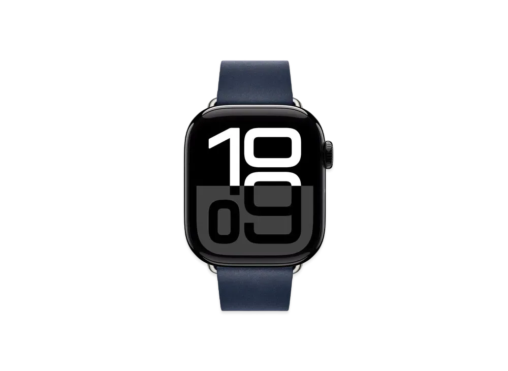 Apple Watch Series 10 GPS Model Jet Black Aluminiumcase Textile Modern Buckle "Deep Blue"