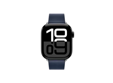 Apple Watch Series 10 GPS Model Jet Black Aluminiumcase Textile Modern Buckle "Deep Blue"