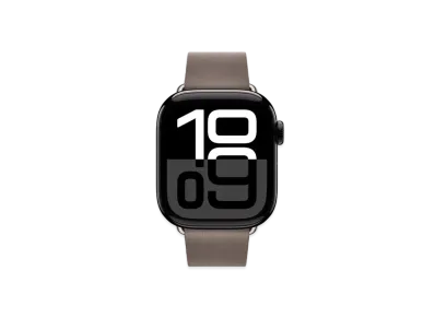 Apple Watch Series 10 GPS + Cellular Model Jet Black Aluminiumcase Textile Modern Buckle "Dark Taupe"