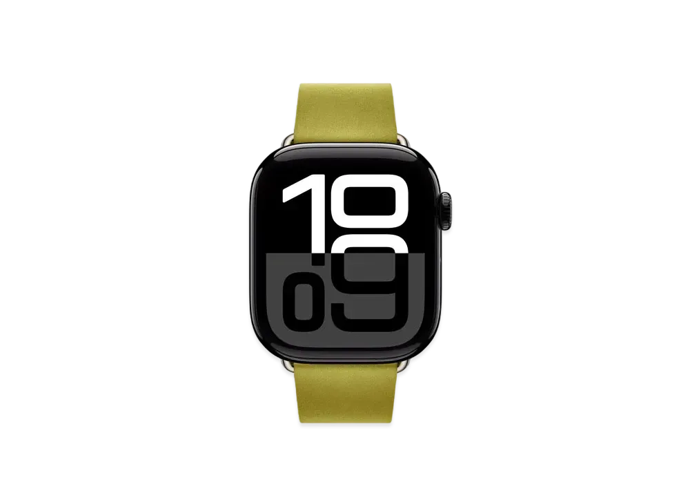 Apple Watch Series 10 GPS Model Jet Black Aluminiumcase Textile Modern Buckle "Chartreuse"