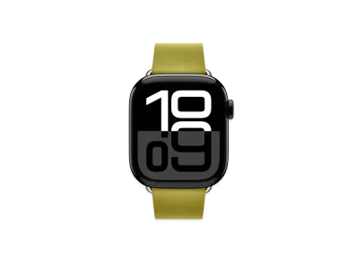 Apple Watch Series 10 GPS + Cellular Model Jet Black Aluminiumcase Textile Modern Buckle "Chartreuse"