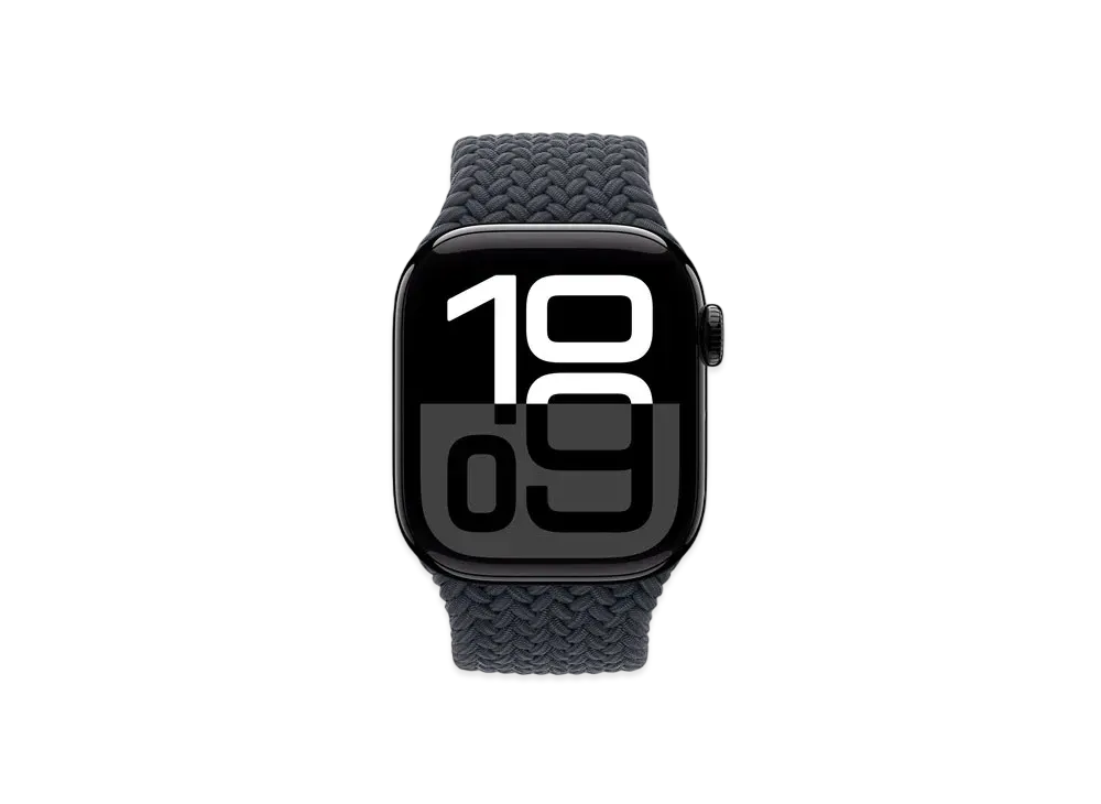 Apple Watch Series 10 GPS Model Jet Black Aluminiumcase Textile Braided Solo Loop "Midnight"