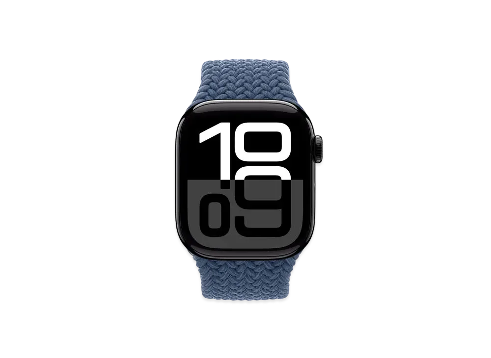Apple Watch Series 10 GPS Model Jet Black Aluminiumcase Textile Braided Solo Loop "Denim"
