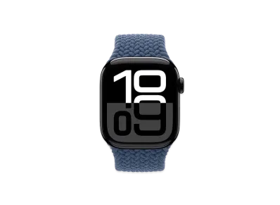 Apple Watch Series 10 GPS + Cellular Model Jet Black Aluminiumcase Textile Braided Solo Loop "Denim"