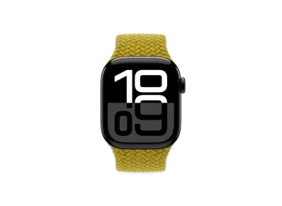 Apple Watch Series 10 GPS Model Jet Black Aluminiumcase Textile Braided Solo Loop "Chartreuse"