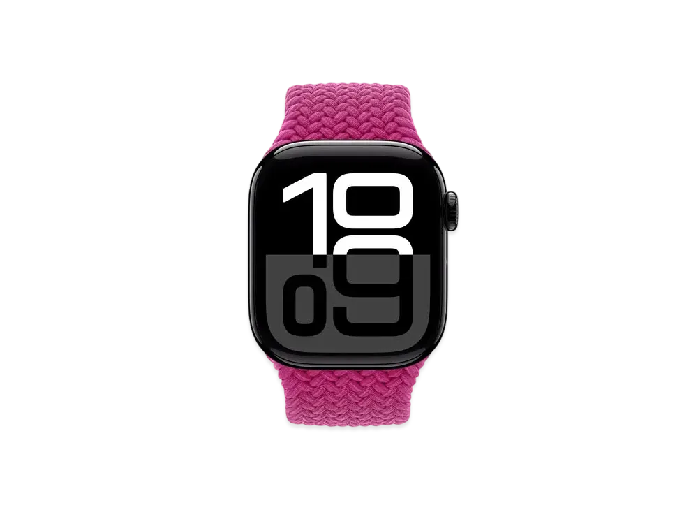 Apple Watch Series 10 GPS Model Jet Black Aluminiumcase Textile Braided Solo Loop "Magenta"