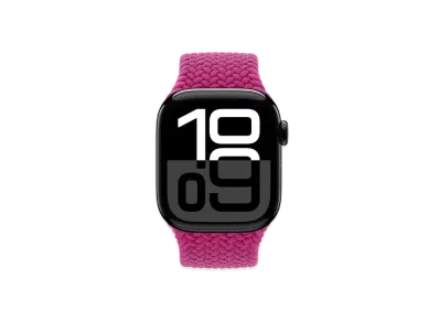 Apple Watch Series 10 GPS Model Jet Black Aluminiumcase Textile Braided Solo Loop "Magenta"
