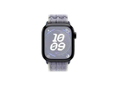 Apple Watch Series 10 GPS Model Jet Black Aluminiumcase Textile Nike Sports Loop "Gray/Blue"