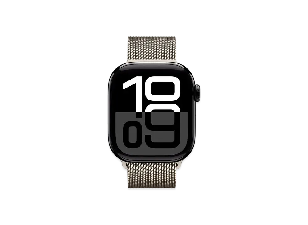 Apple Watch Series 10 GPS Model Jet Black Aluminiumcase Stainless Steel Milanese Loop "Natural"