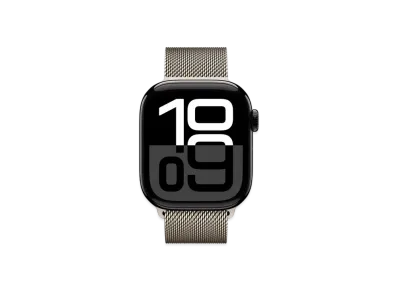 Apple Watch Series 10 GPS Model Jet Black Aluminiumcase Stainless Steel Milanese Loop "Natural"