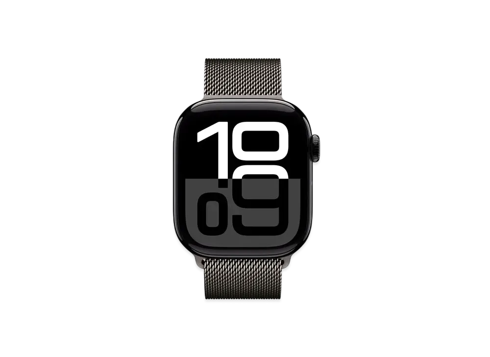 Apple Watch Series 10 GPS Model Jet Black Aluminiumcase Stainless Steel Milanese Loop "Slate"