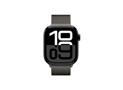 Apple Watch Series 10 GPS + Cellular Model Jet Black Aluminiumcase Stainless Steel Milanese Loop "Slate"